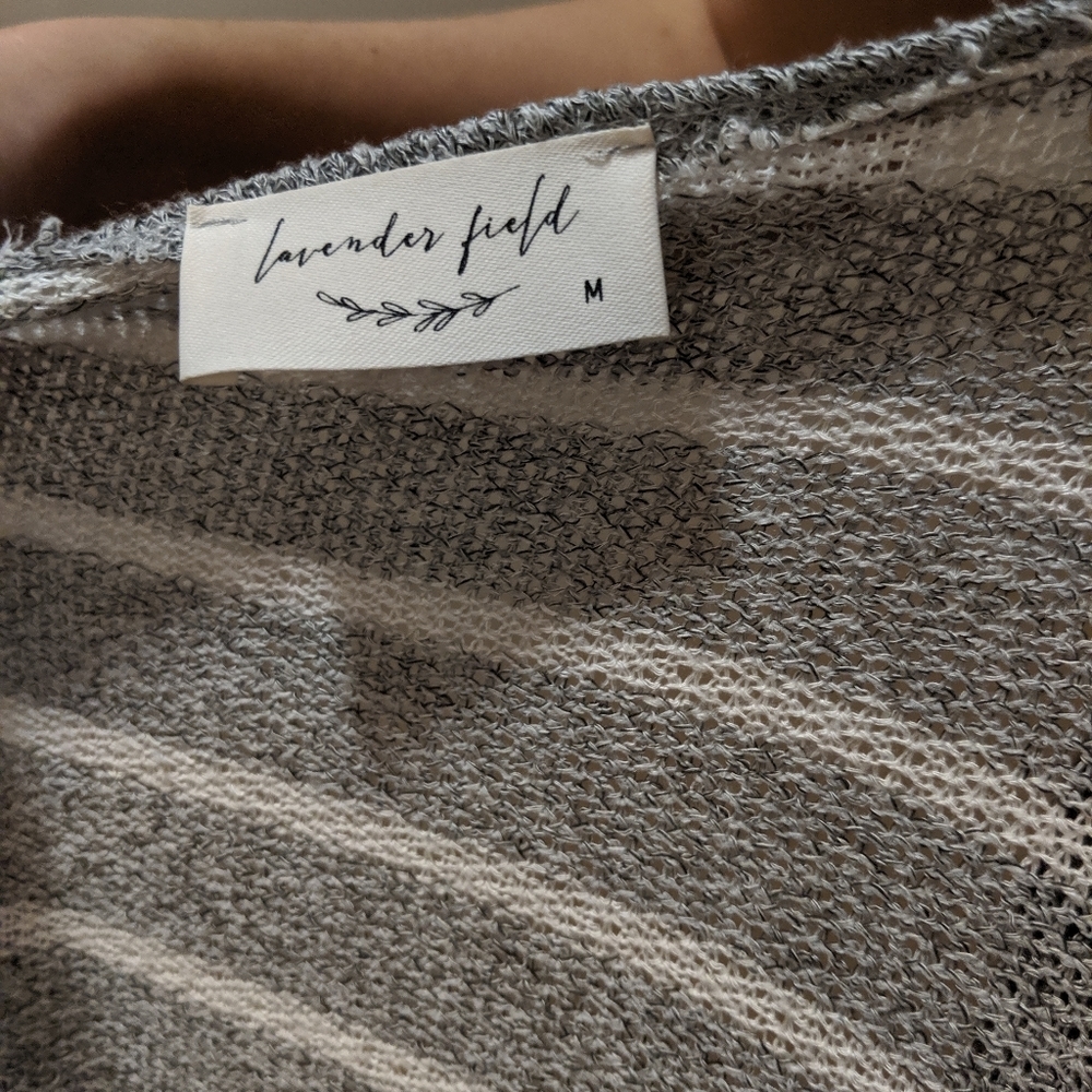 Lavender Field Gray Bell Sleeve Tie Front - Picture 6 of 7